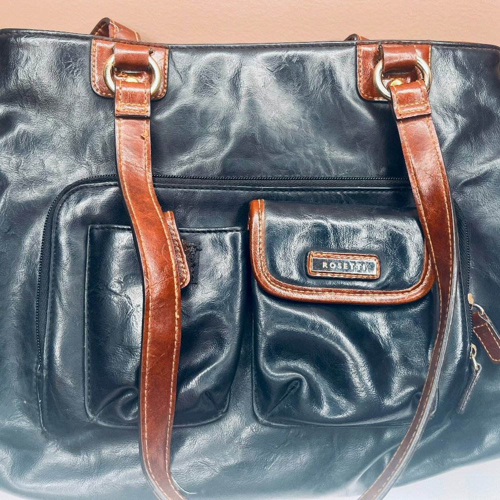 Rosetti Navy Faux Leather Tote Bag – Vintage Late 1990s / Early 2000s